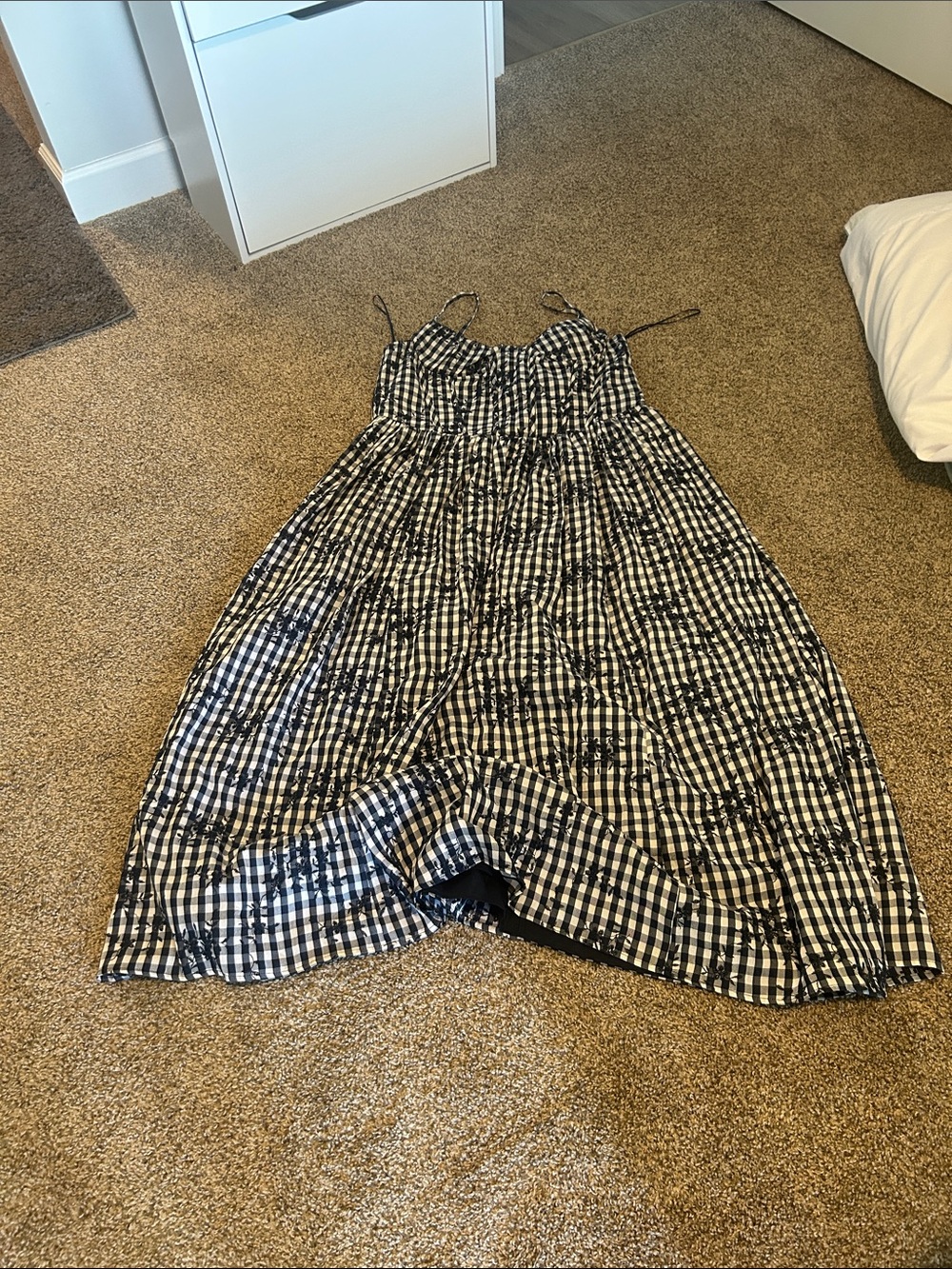 Aqua Black and White Gingham Maxi Dress
